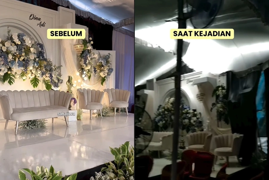 Kondisi Pelaminan Pengantin Sebelum Dan Sesudah Angin Kencang Instagram Listyorinitriutami