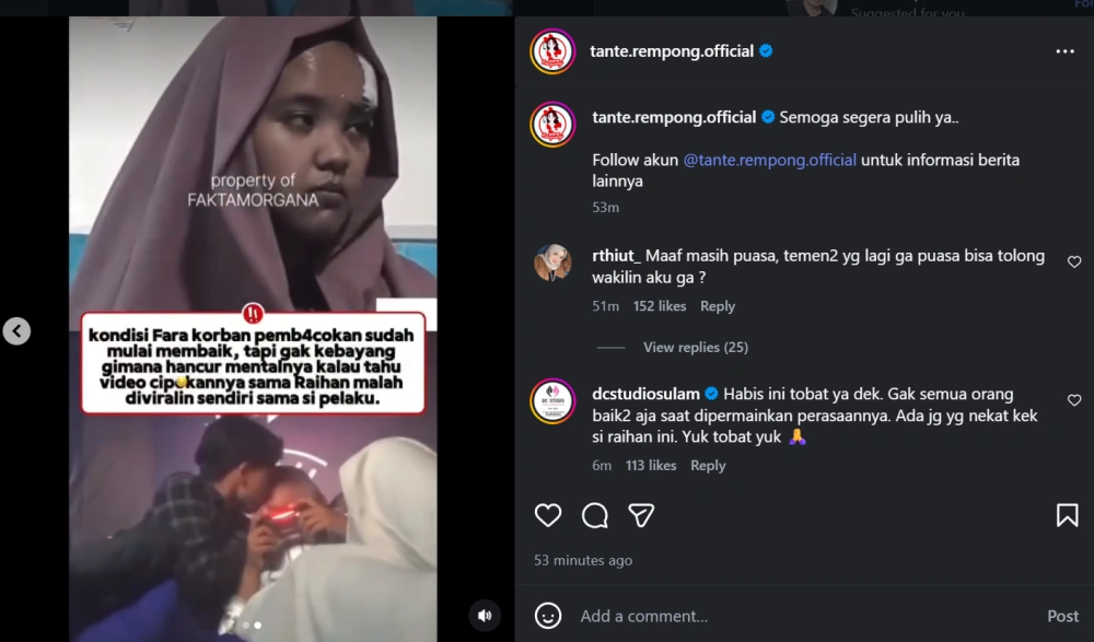 Kondisi Psikis Fara Disorot Usai Video Intimnya Dengan Raihan Viral [Sumber: Instagram]