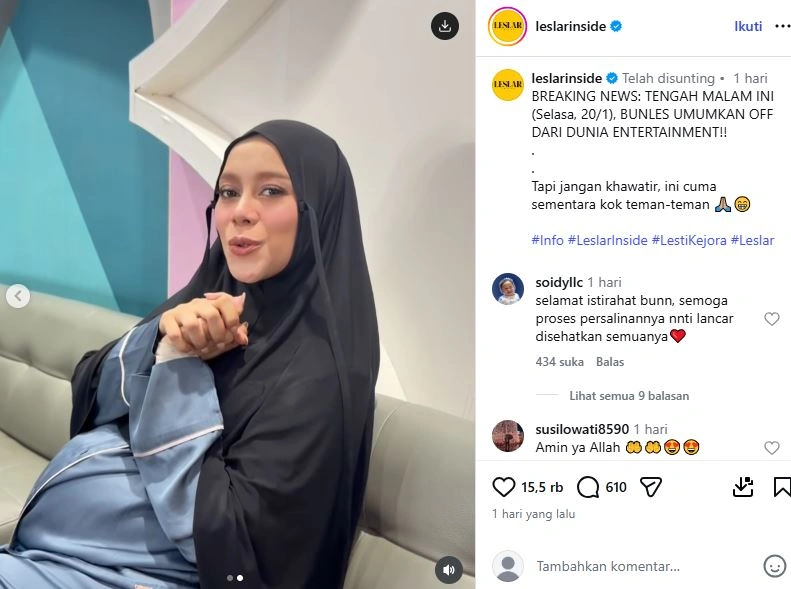 Lesti Kejora Umumkan Vakum dari Industri Hiburan, Gegara ...