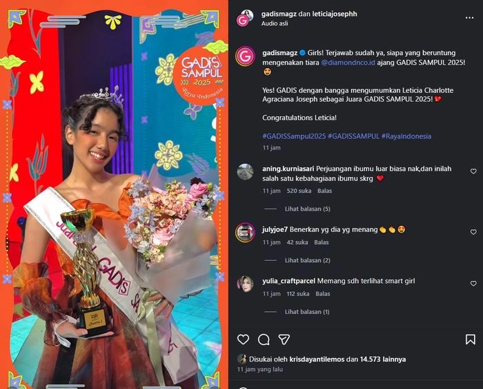 Leticia Joseph Menangkan Gadis Sampul 2025 [sumber: Instagram Gadismagz]