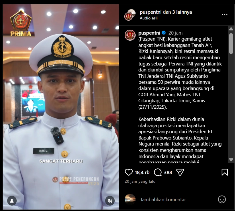 Lifter Rizki Juniansyah Diangkat Jadi Panglima Tni Cc Instagram