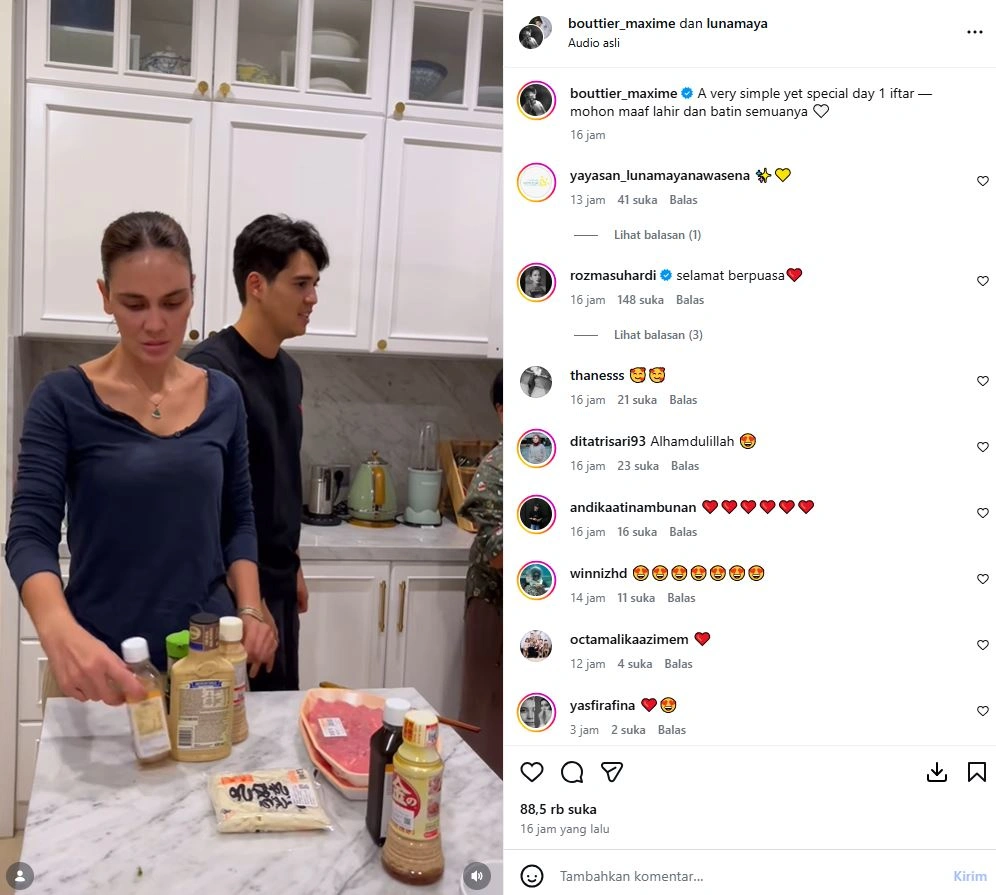 Luna Maya Dan Maxime Bouttier Buka Puasa Bersama Saat Ramadan Pertama [sumber: Instagram Bouttier Maxime]
