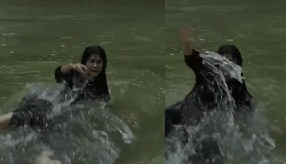 Luna Maya hilang di arus deras sungai. [YouTube/Soraya Intercine]