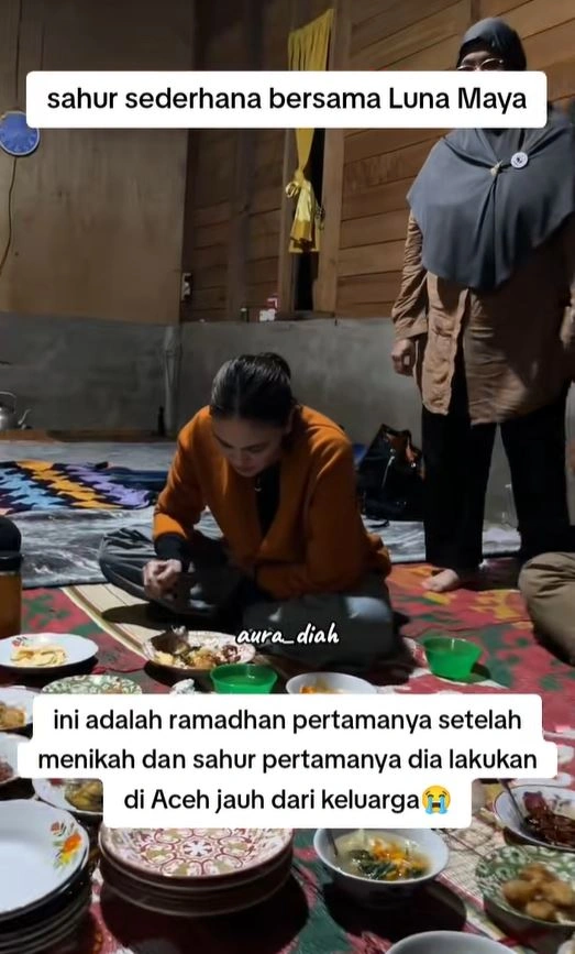 Luna Maya Sahur Perdana Dengan Warga Aceh [sumber: Tiktok Aura Dhiah]