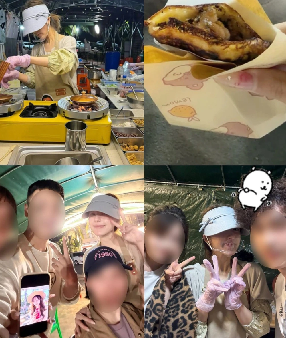 Zhao Lusi saat berjualan pancake di pasar malam Hainan, China. (Xiaohongshu)