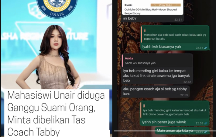 Viral Mahasiswi UNAIR Diduga Ganggu Rumah Tangga Orang Demi Tas Mewah!