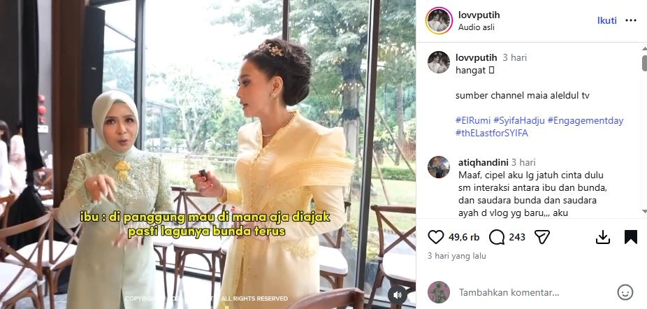 Maia Estianty Dan Ibu Syifa Hadju [sumber: Instagram Lovvputih]