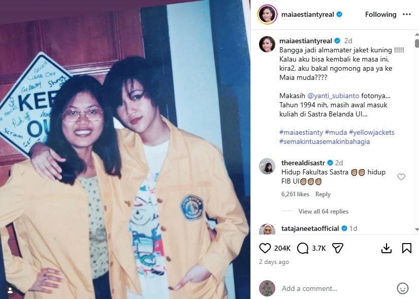 Maia Estianty Jadi Mahasiswa Ui [Sumber: Instagram Maiaestiantyreal]