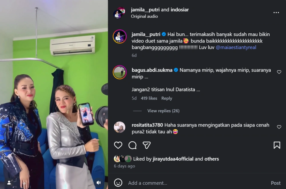 Maia Estianty Puji Suara Jamila Putri [Sumber: Instagram]