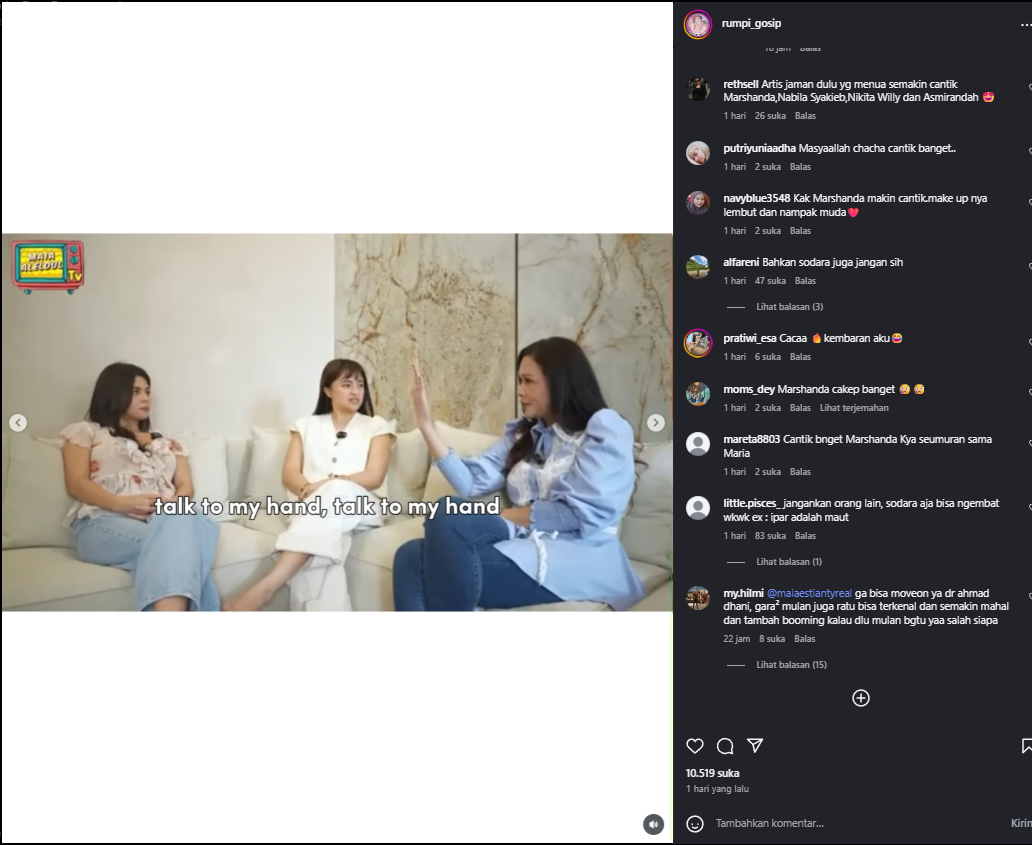 Maia Estianty Soal Larangan Menampung Wanita Di Rumahnya (Instagram)