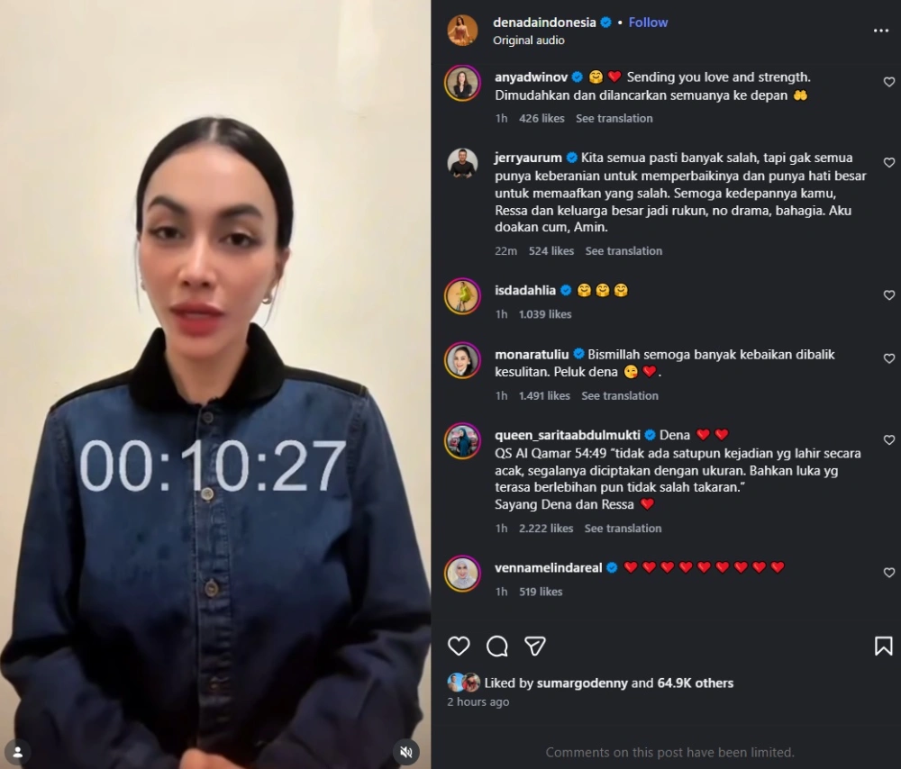 Mantan Suami Denada Jerry Aurum Kirim Pesan Haru Untuk Mantan Istri Dan Ressa [sumber: Instagram]