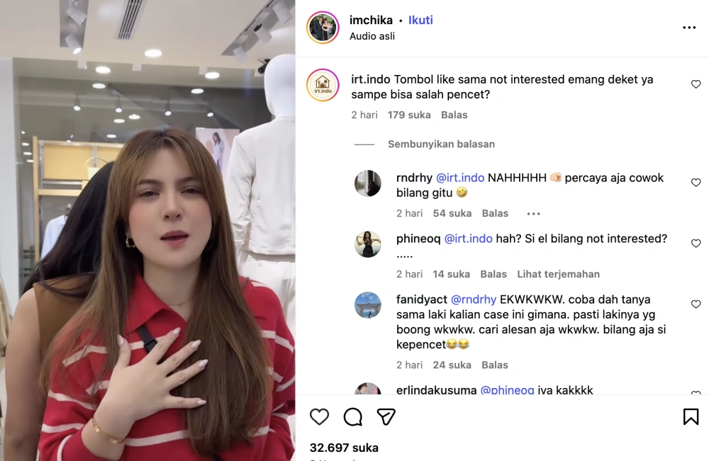 Marshan Aruan Di Reels Yang di-Like El Rumi. [Instagram]