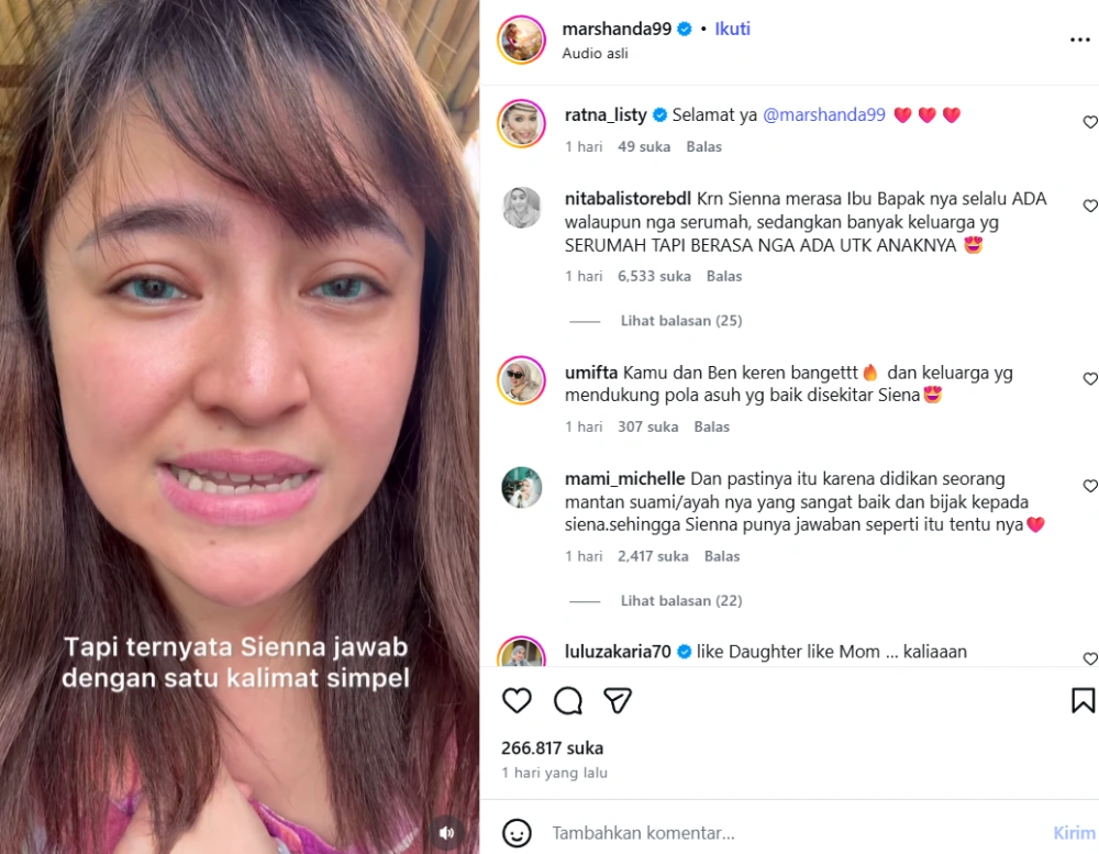 Marshanda Ungkap Alasan Tak Perjuangkan Hak Asuh Anak 10 Tahun Lalu [sumber: Instagram Commarshanda99]