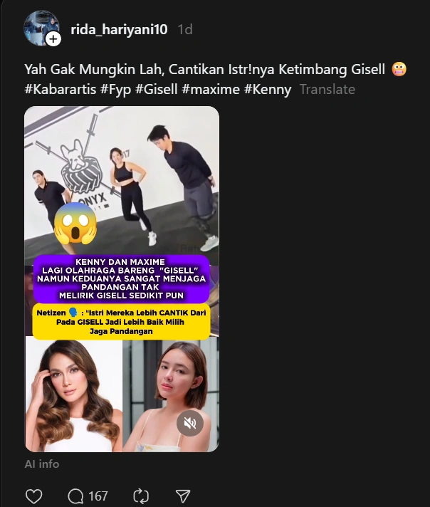 Maxime Bouttier Kenny Austin Lari Bareng Gisella Anastasia [Sumber: Threads]