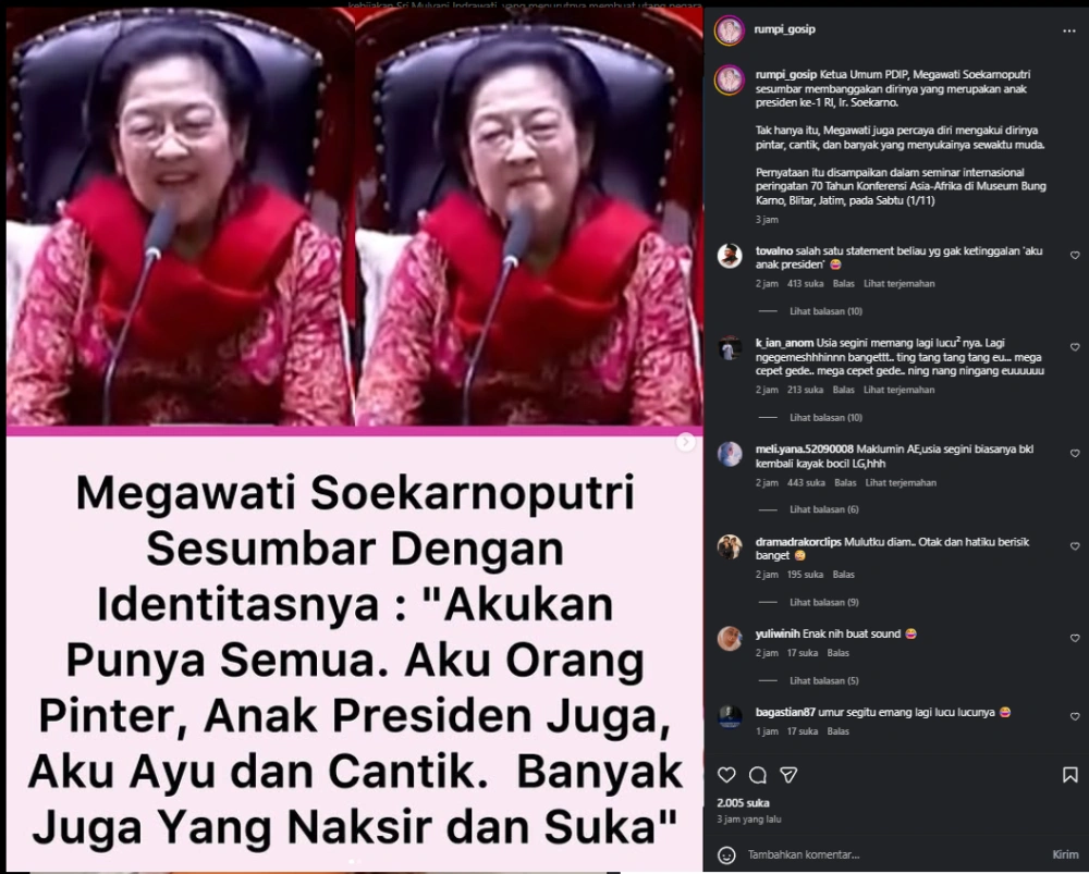 Megawati Soekarnoputri Sesumbar Soal Identitasnya Cc Instagram