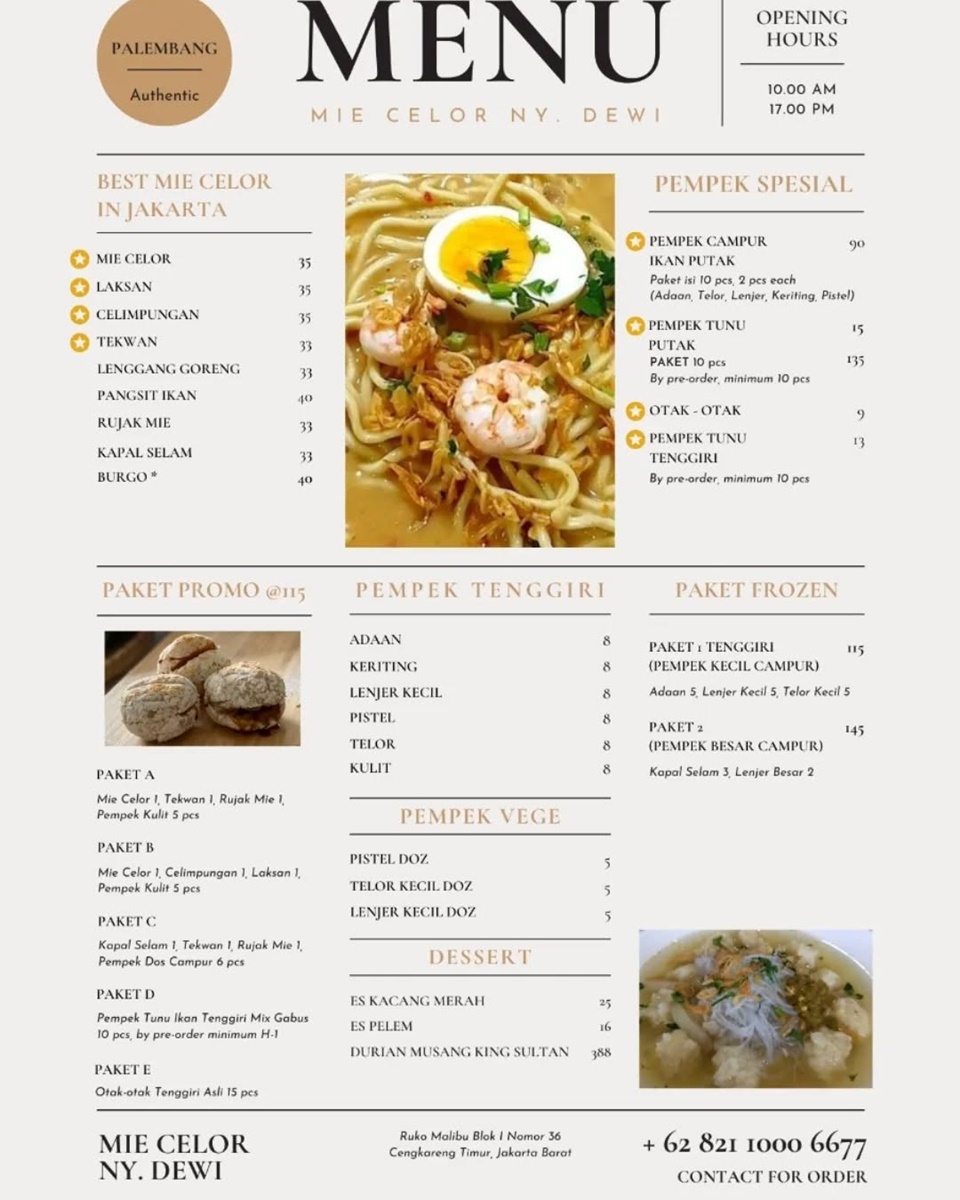 Menu di Mie Celor Ny. Dewi [Instagram]