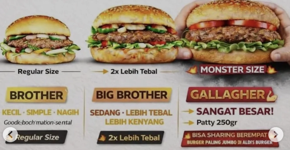 Menu Aldi's Burger. [Instagram]