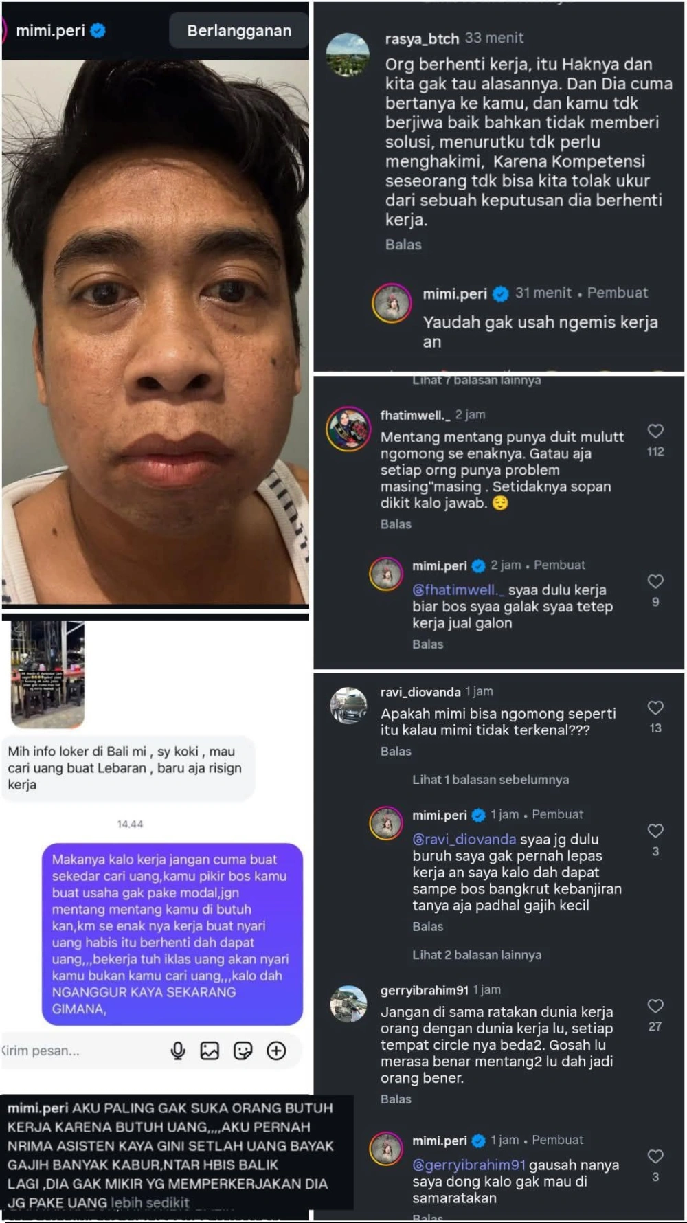 Mimi Peri Semprot Netizen Yang Minta Lowongan Kerja [Sumber: Threads]