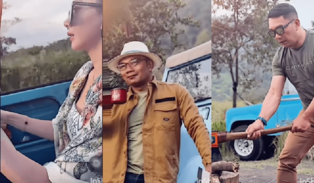Mobil yang dikemudikan Aura Kasih berwarna sama dengan mobil yang ada di latar video dan foto Ridwan Kamil. [Instagram]