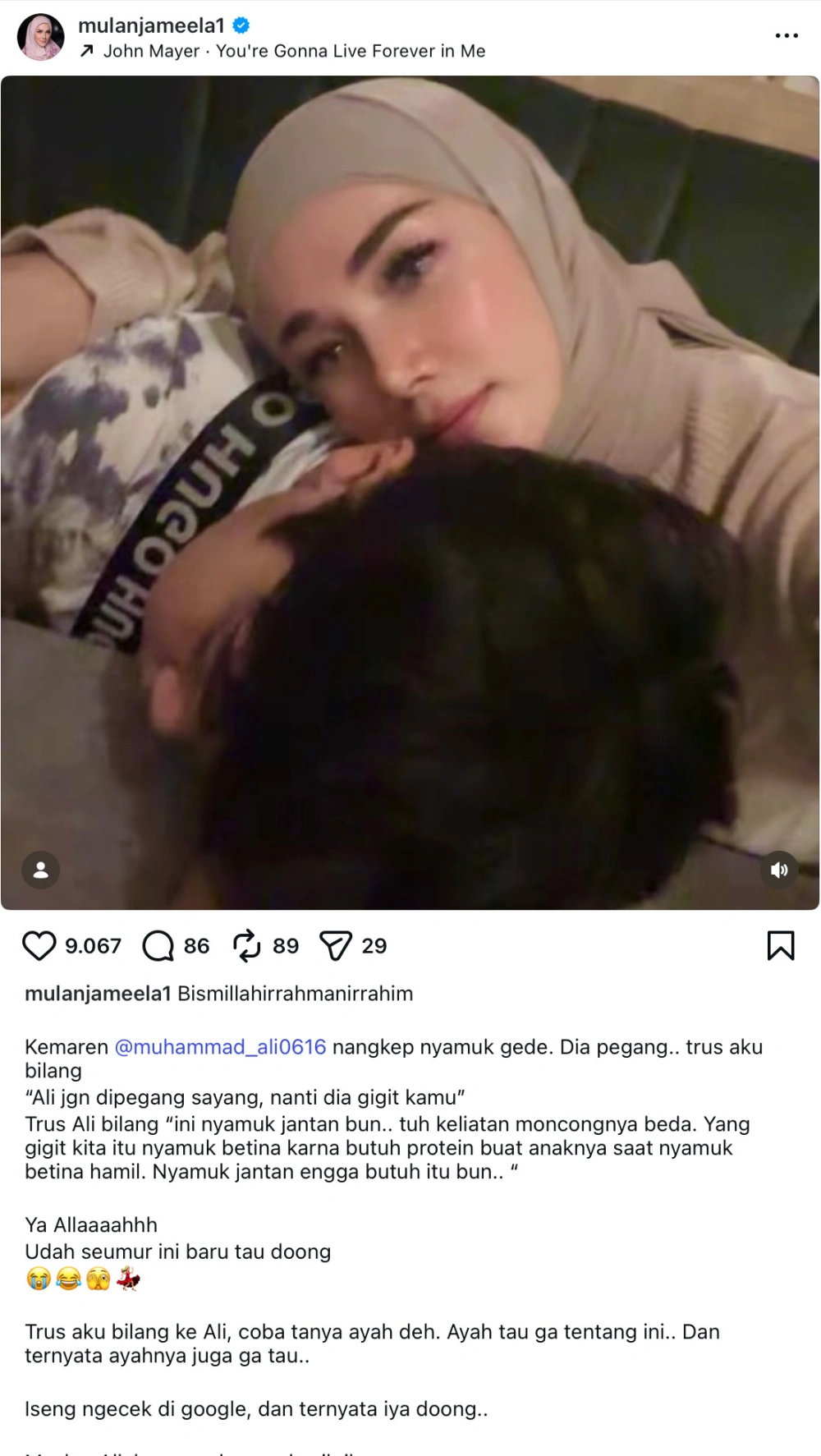 Mulan Jameela Bercerita Bahwa Putra Bungsunya Muhammad Ali Memberitahu Satu Fakta Soal Nyamuk Yang Baru Diketahuinya Kolase Instagram Mulanjameela1 Dan Instagram Ahmaddhaniofficial