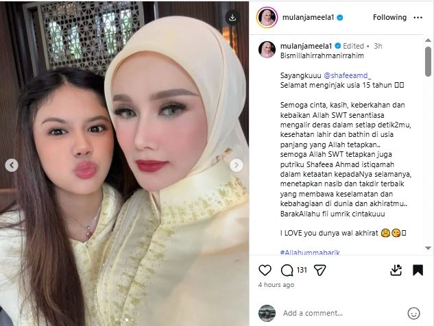 Mulan Jameela Beri Pesan Haru Di Ultah Safeea Ahmad [Sumber: Instagram Mulanjameela1]