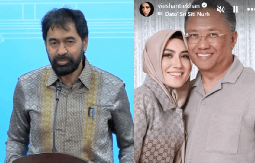 Muzakir Manaf (Kiri) serta Vie Shantie dan suaminya (kanan). [Instagram]