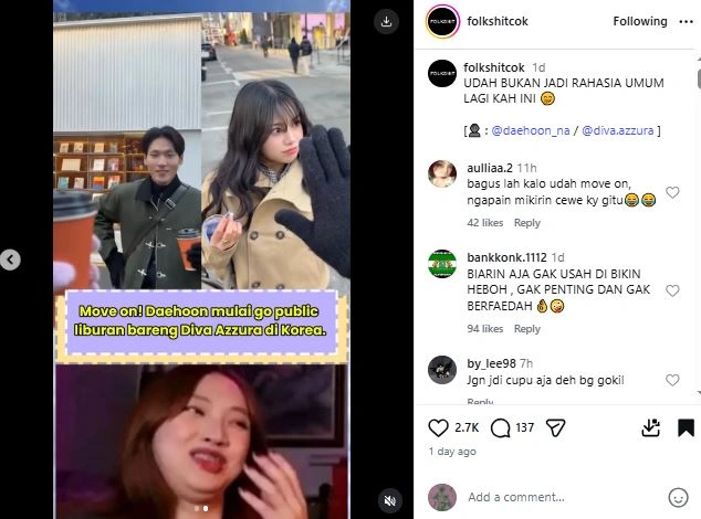 Na Daehoon dan Diva Azzura di Seoul. [Instagram/Folkshitcok]