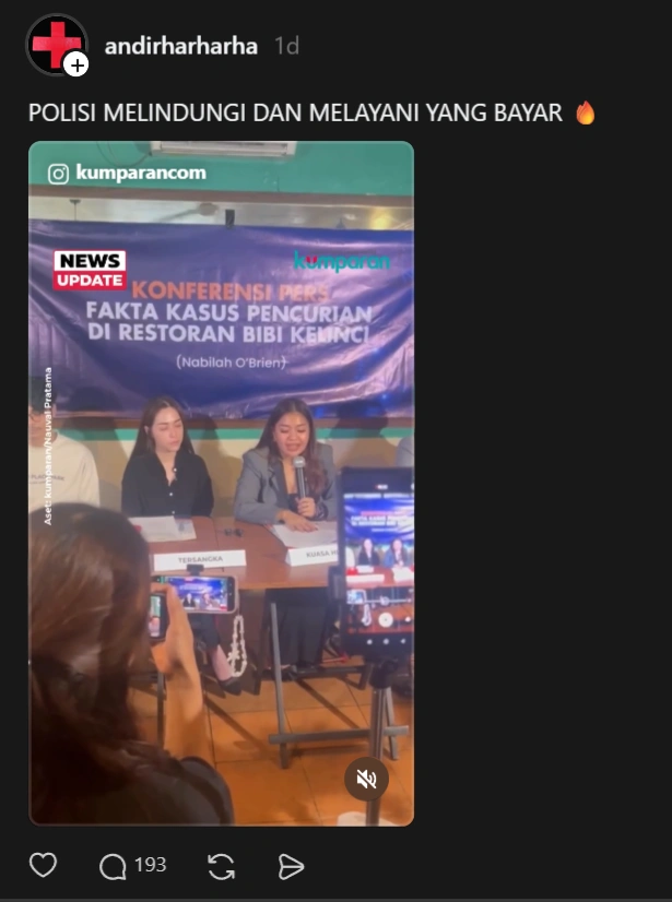 Nabilah O Brien Gelar Konferensi Pers [Sumber: Threads]