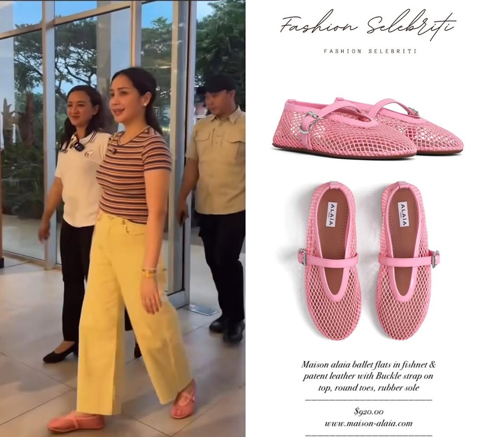 Nagita Slavina Pakai Flat Shoes Jaring-jaring Belasan Juta [Instagram]