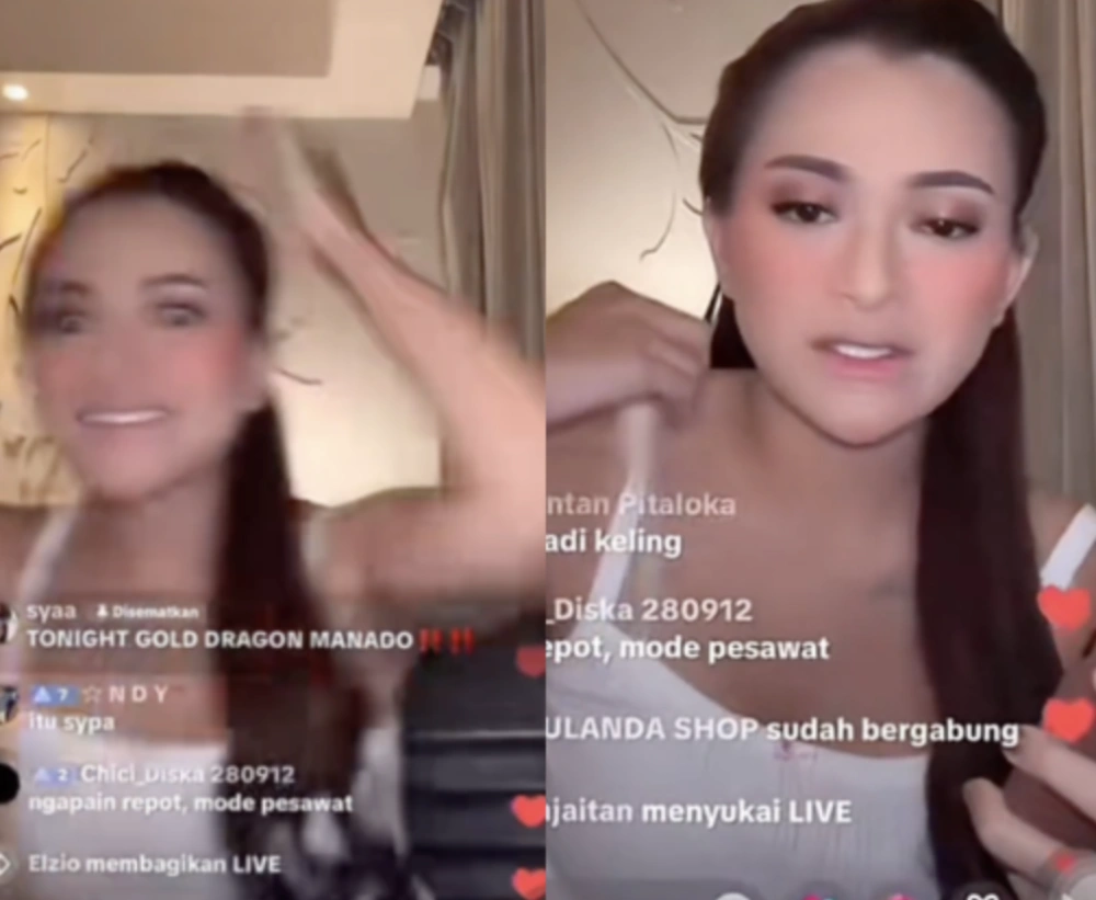 Nathalie Holscher lupa matikan mikrofon saat live. [TikTok]