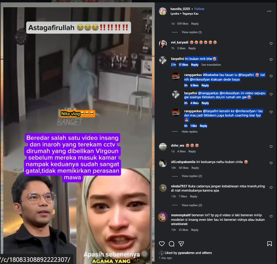 Netizen Bantah Video Tersebut Bukan Inara Dan Insanul Fahmi [Sumber: Instagram]