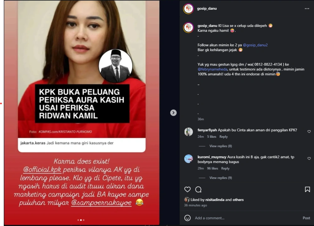 Netizen Minta Vila Aura Kasih Diperiksa Kpk [Sumber: Instagram]