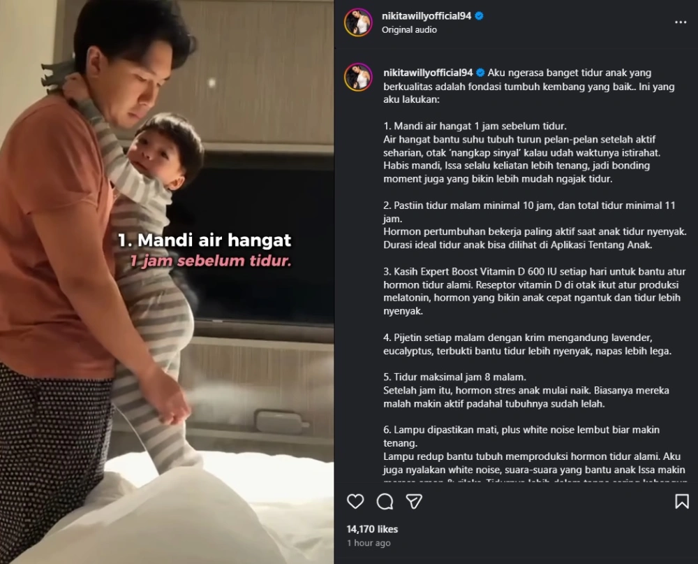 Nikita Willy Bagikan Tips Agar Anak Tidur Nyenyak Malam Hari Instagram Nikitawillyofficial94