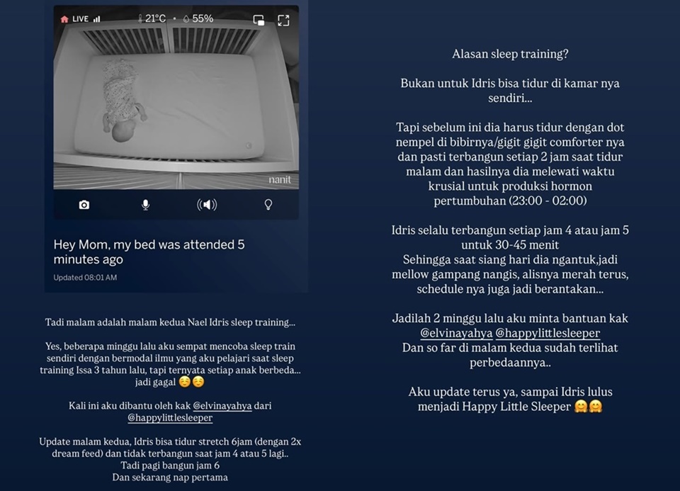 Nikita Willy Berbagi Pengalaman Sleep Training Nael Idrissa [Instagram]