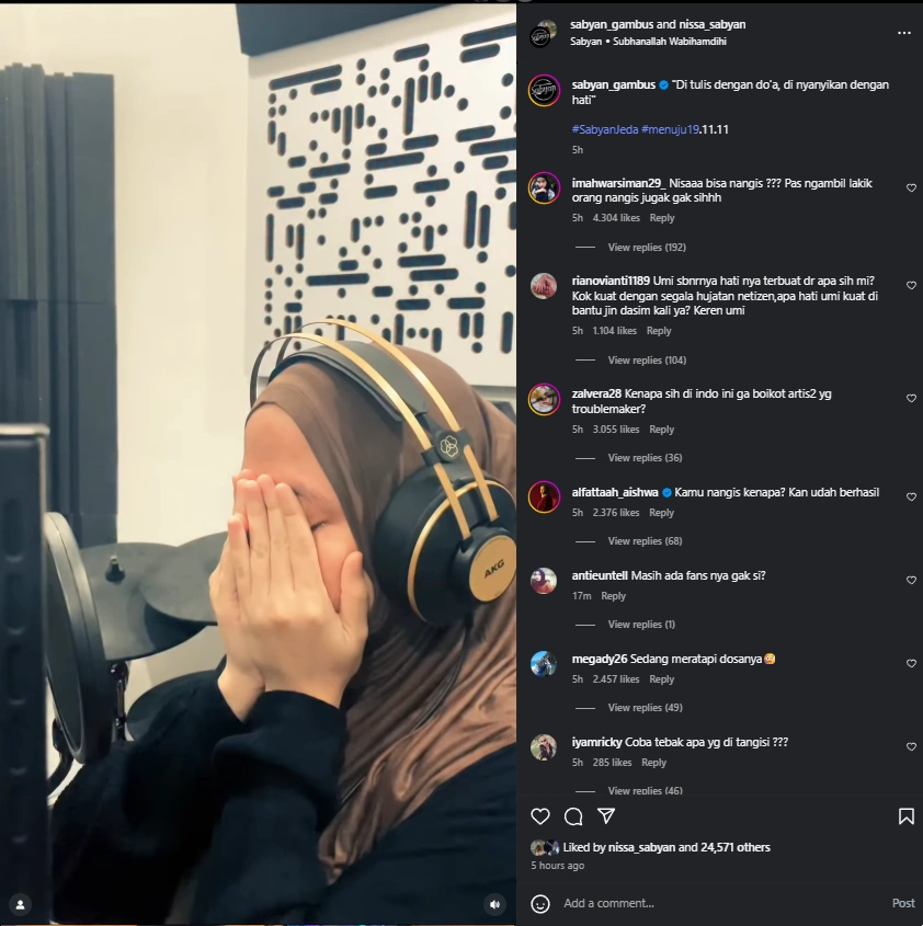 Nissa Sabyan Nangis (Instagram)