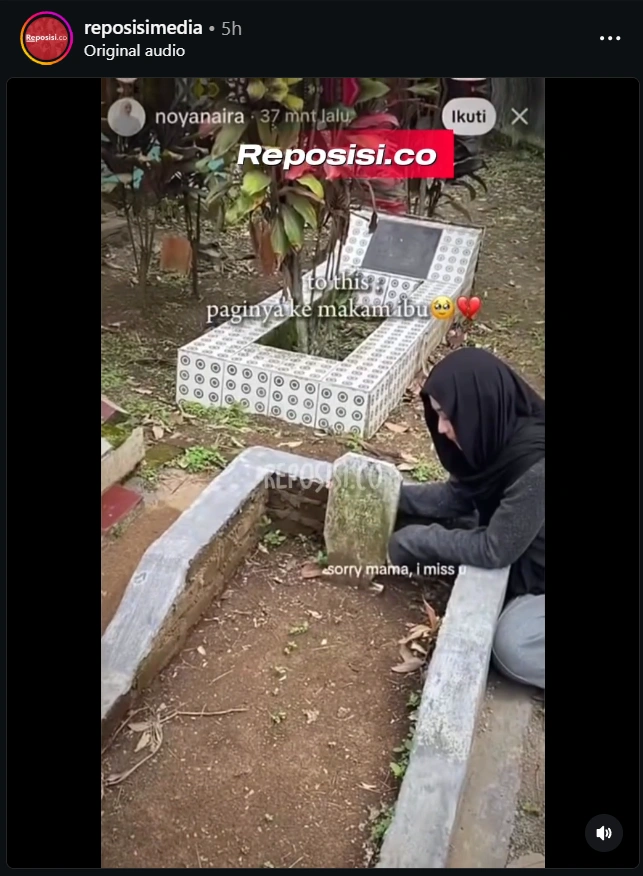 Noya Naira Kunjungi Makam Ibu [Sumber: Instagram]