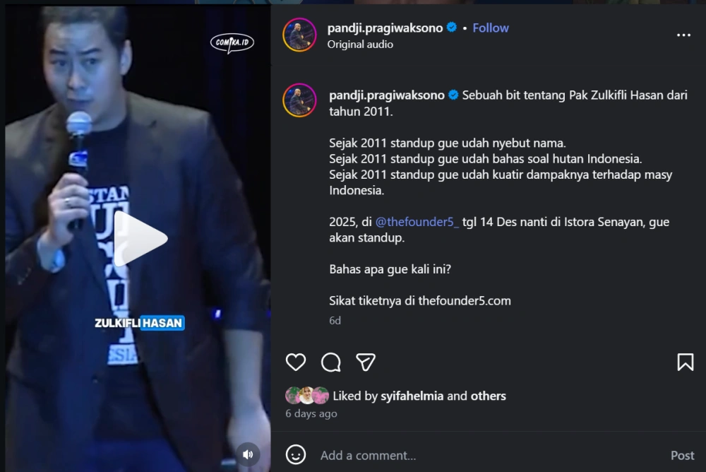 Pandji Pragiwaksono Sindir Program Zulkifli Hasan Cc Instagram