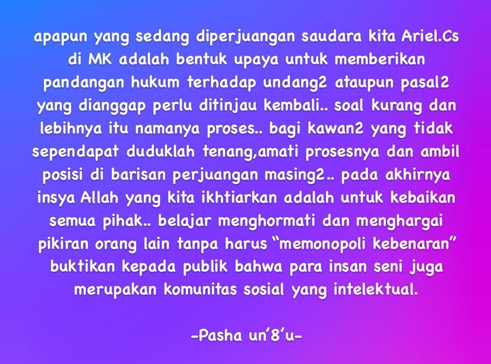 Pasha Ungu Ikut Bahas Kisruh Royalti Musik [Instagram]