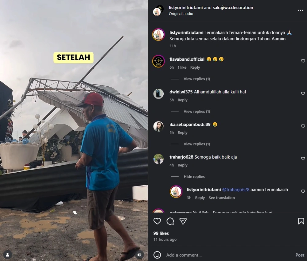 Pembersihan Tenda Roboh Oleh Tim Dekorasi Dibantu Warga Instagram Listyorinitriutami