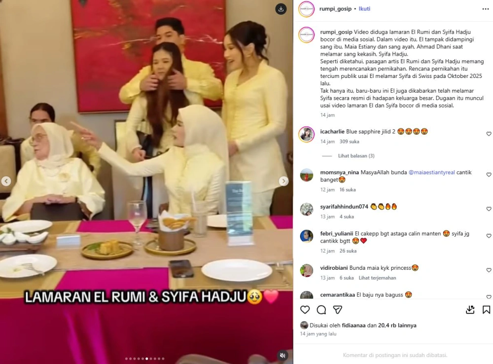 Penampilan Mulan Jameela Di Lamaran El Rumi Dan Syifa Hadju [sumber: Instagram Rumpi Gosip]