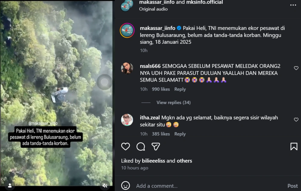 Penemuan Ekor Pesawat [Sumber: Instagram]