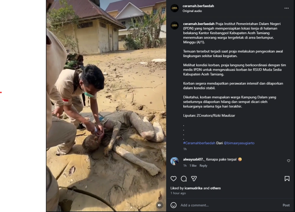 Penemuan Korban Banjir Di Aceh Tamiang [Sumber: Instagram]