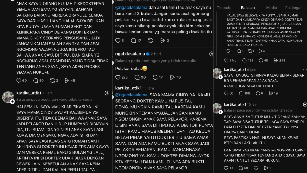 Pengakuan Ibu Cindy Rizap. (Threads)