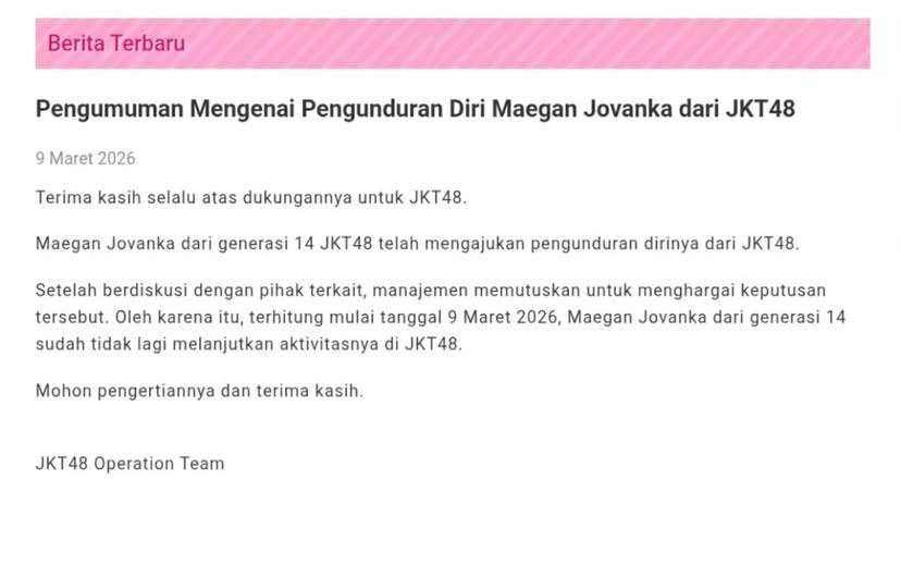 Pengumumkan Maegan Undur Diri Instagram