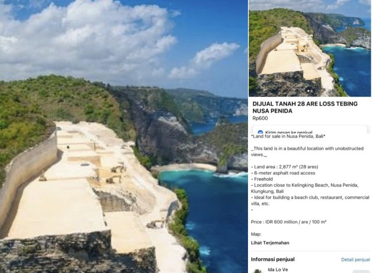 Penjualan Tebing Di Pantai Kelingking Bali Di Marketplace (Instagram)