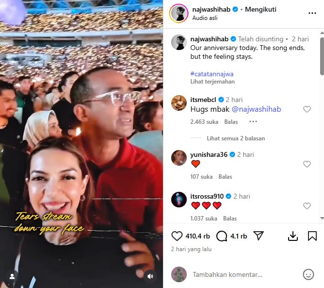 Perayaan Anniversary Pernikahan Najwa Shihab Instagram
