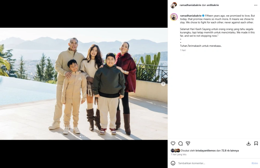 Perayaan Hari Valentine Nia Ramadhani Dan Ardi Bakrie [sumber: Instagram Ramadhaniabakrie]
