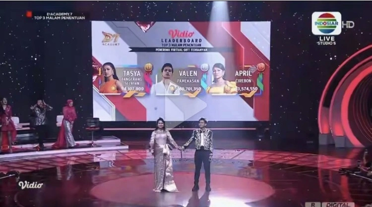 Peringkat Perolehan Virtual Gift Da7 Indosiar Top 3 Result [Sumber: Instagram]