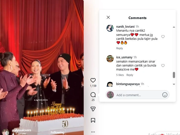 Pesan Maia Untuk Anak Dan Menantu [sumber: Instagram Alalyssalovers]
