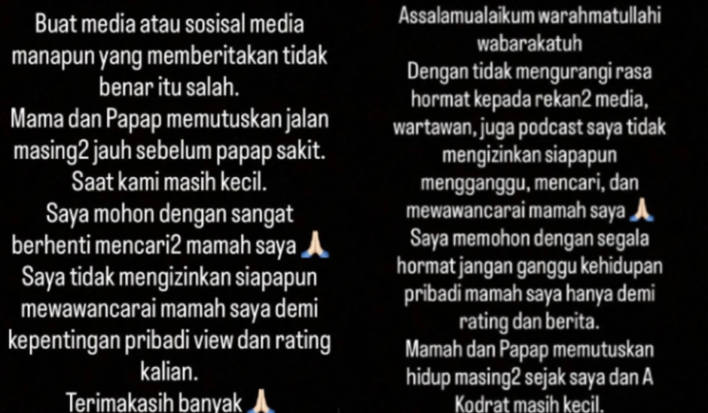 Pesan Terbuka Damar Rizal Anak Epy Kusnandar. [Instagram]